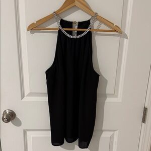 INC International Concepts Black Top with Silver Accents